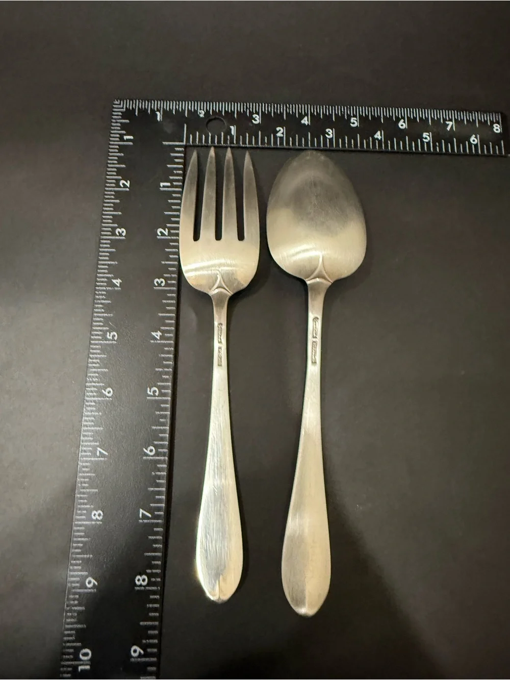 Vintage GORHAM Sterling Silver Gothic Monogram W 8” Serving Fork & Spoon 156g.